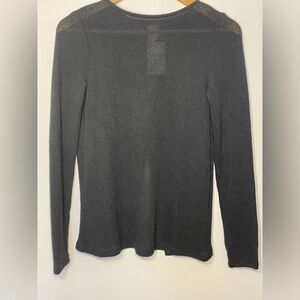 NWT H & M Long Sleeve Black Mesh Crew Neck Top Open Back Sz XS Goth Grunge